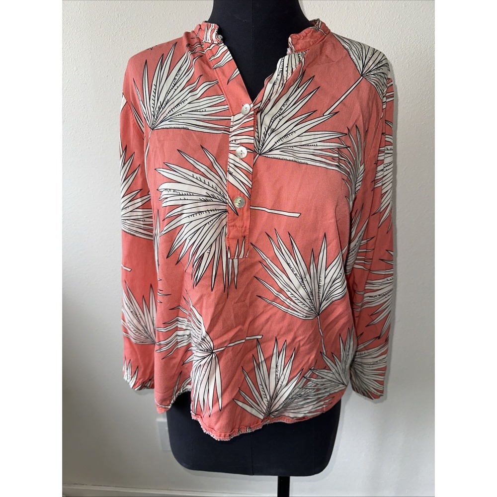 made in italy top women‎ Tropical Blouse Long Sleeve Size 9 100% Viscosa